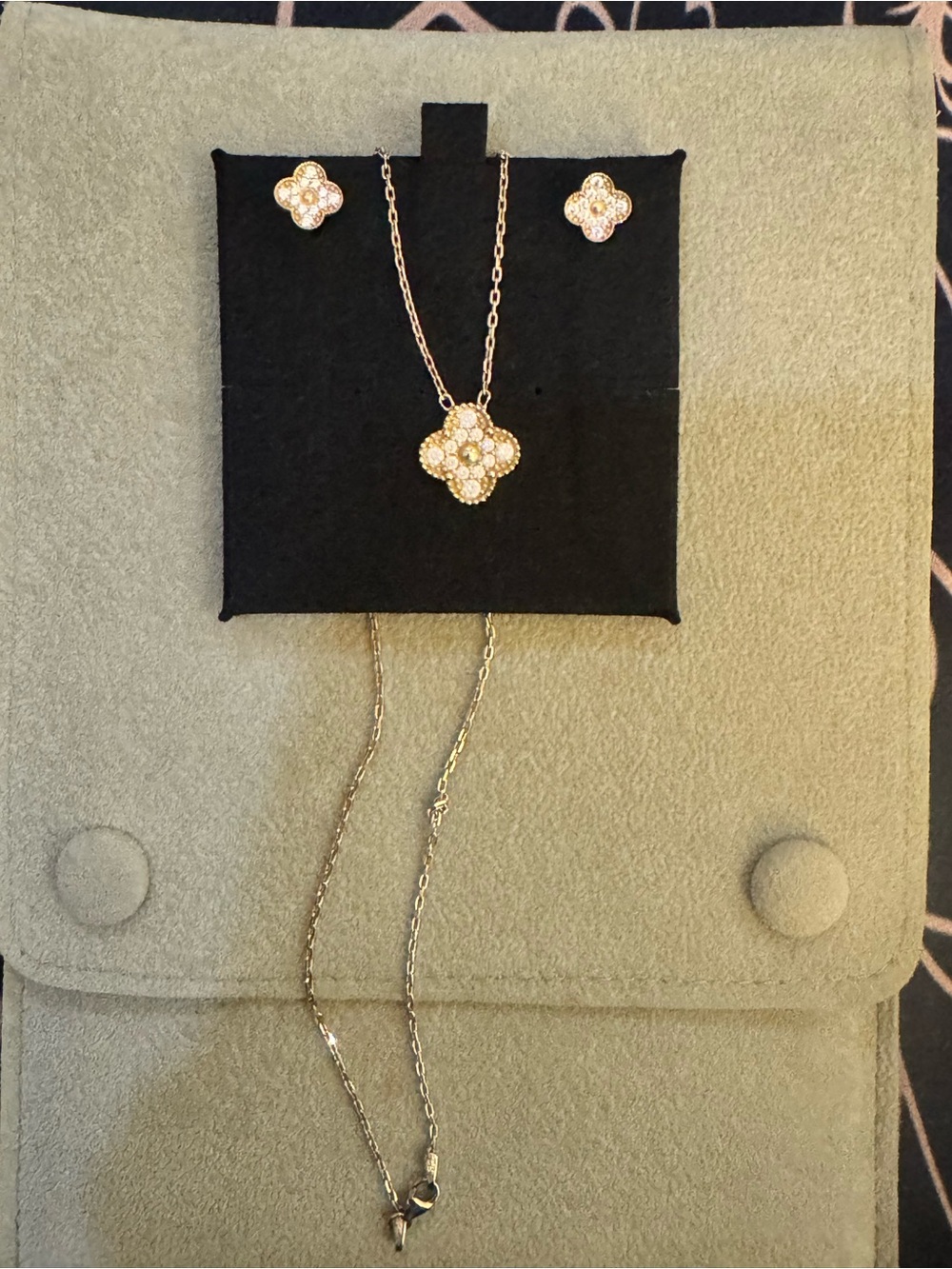 14k Gold Clover jewelry set
